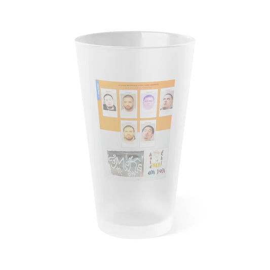 The Chicago Gang Book Page 122 - Milwaukee Kings Members (Bug, Gotti, KD) - Frosted Pint Glass 16oz-16oz-Frosted-Go Mug Yourself