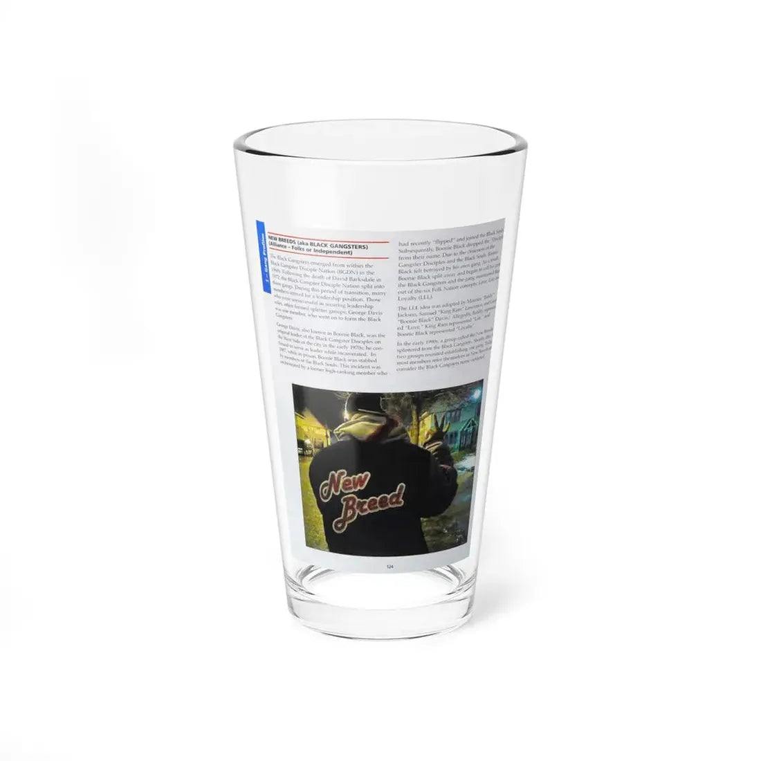 The Chicago Gang Book Page 124 - New Breeds aka Black Gangsters Identifiers - Pint Glass 16oz 16oz - Go Mug Yourself
