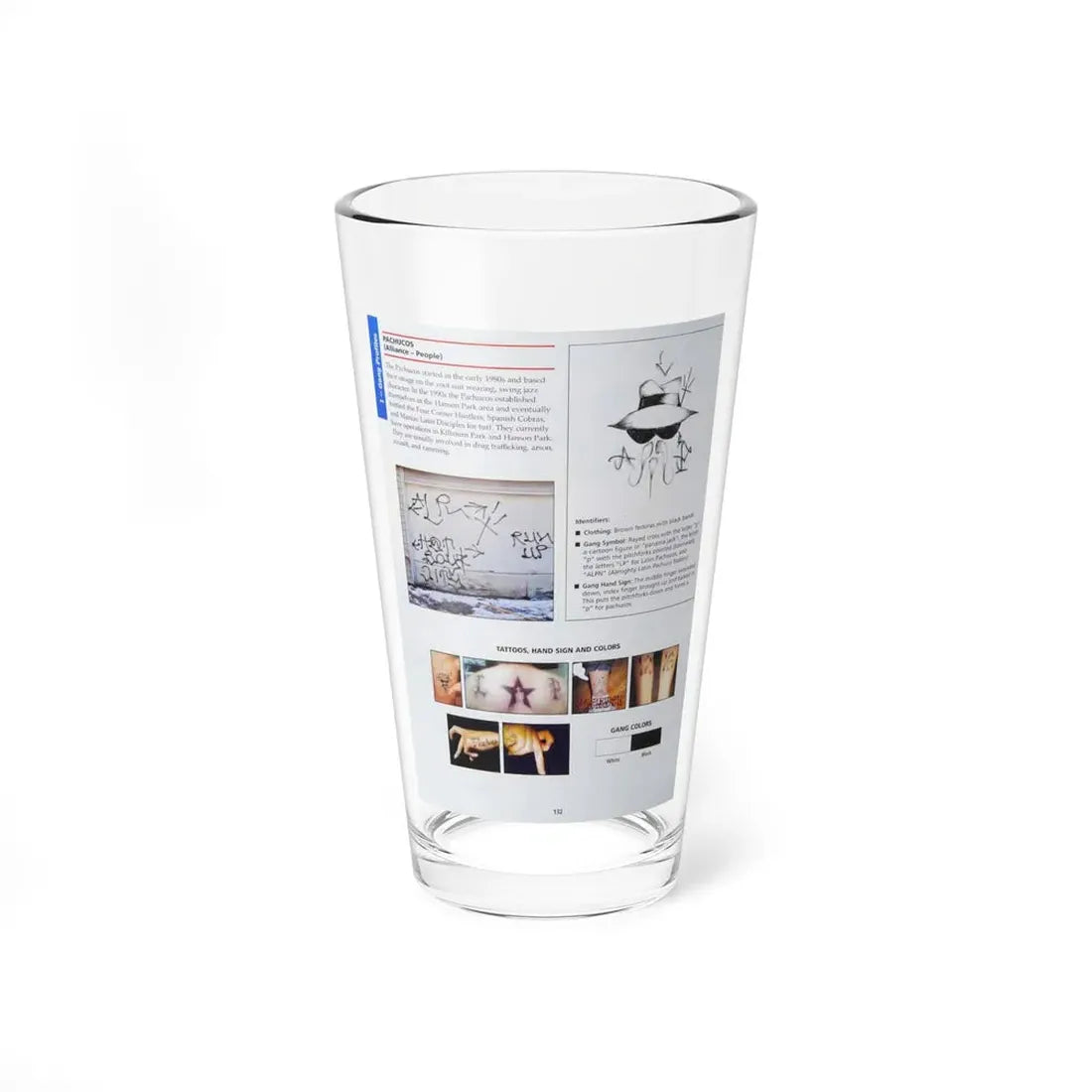 The Chicago Gang Book Page 132 - Pachucos Identifiers - Pint Glass 16oz 16oz - Go Mug Yourself