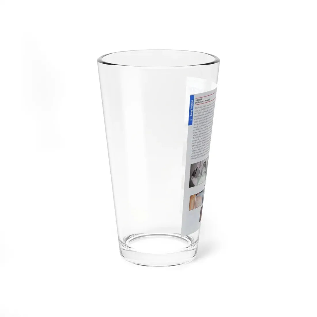 The Chicago Gang Book Page 138 - Saints Identifiers - Pint Glass 16oz - Go Mug Yourself