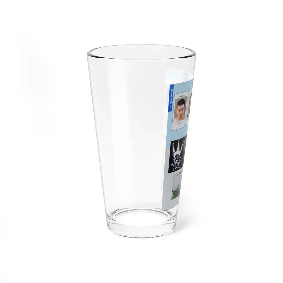 The Chicago Gang Book Page 140 - Saints Members (Pat, Suds, Flaco) - Pint Glass 16oz - Go Mug Yourself