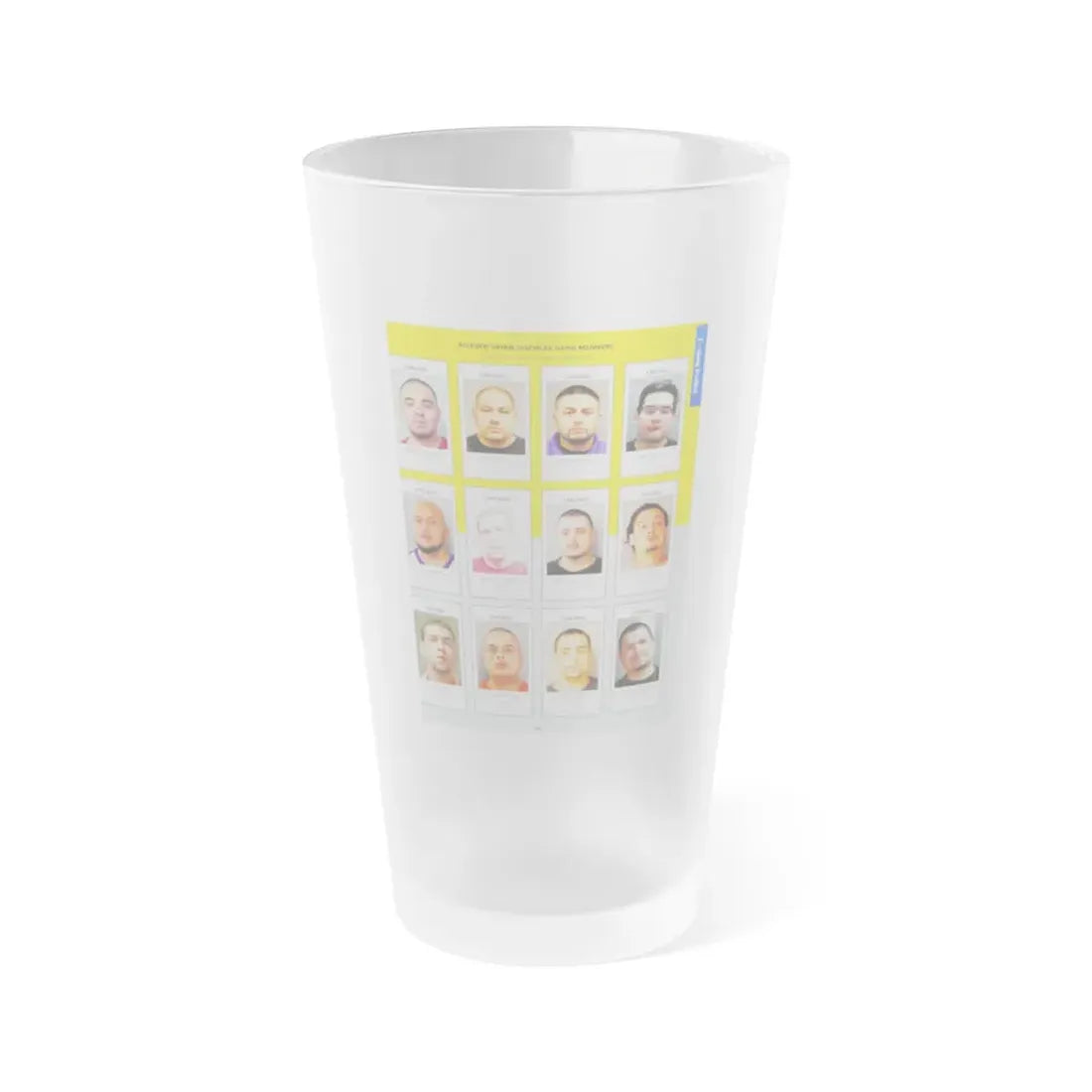 The Chicago Gang Book Page 143 - Satan Disciples Members (Joker, Sin, 4Eyes, Turtle, Shyster, Wedo, Wicked, Hammer, Rocky, Mando, Monster) - Frosted Pint Glass 16oz 16oz Frosted - Go Mug Yourself