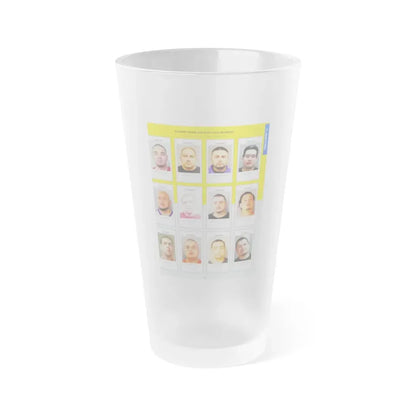 The Chicago Gang Book Page 143 - Satan Disciples Members (Joker, Sin, 4Eyes, Turtle, Shyster, Wedo, Wicked, Hammer, Rocky, Mando, Monster) - Frosted Pint Glass 16oz 16oz Frosted - Go Mug Yourself