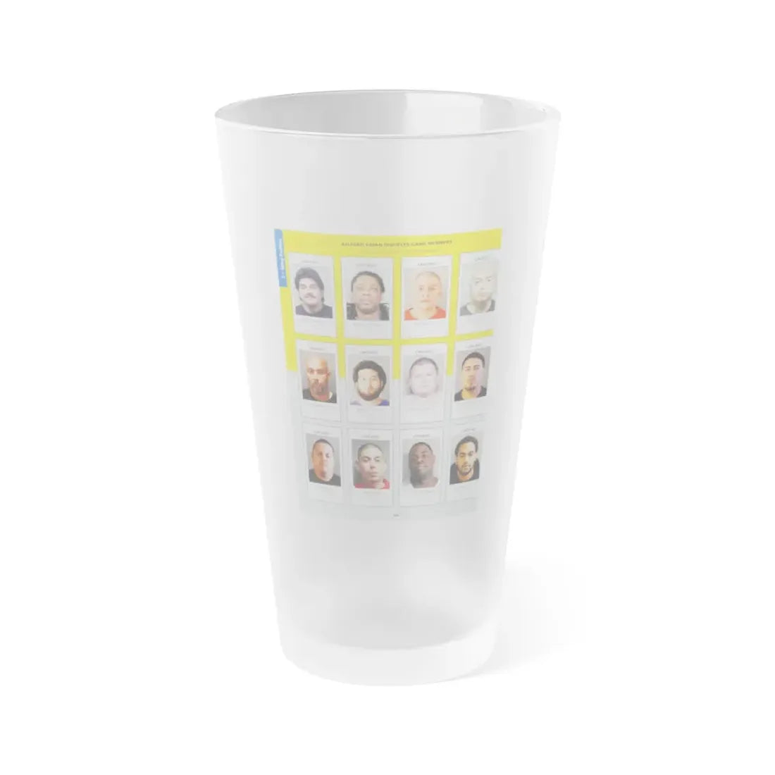 The Chicago Gang Book Page 144 - Satan Disciples Members (Zoko, Kaos, Casper, Kato, Rascal, Chapo, Capone, Day Day) - Frosted Pint Glass 16oz 16oz Frosted - Go Mug Yourself