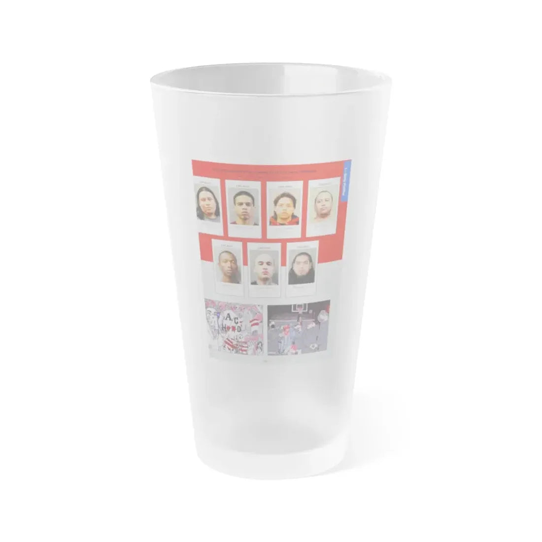 The Chicago Gang Book Page 155 - Spanish Four Corner Hustlers Members (Sleepy, Cartoon, Shyster, Weezy) - Frosted Pint Glass 16oz 16oz Frosted - Go Mug Yourself