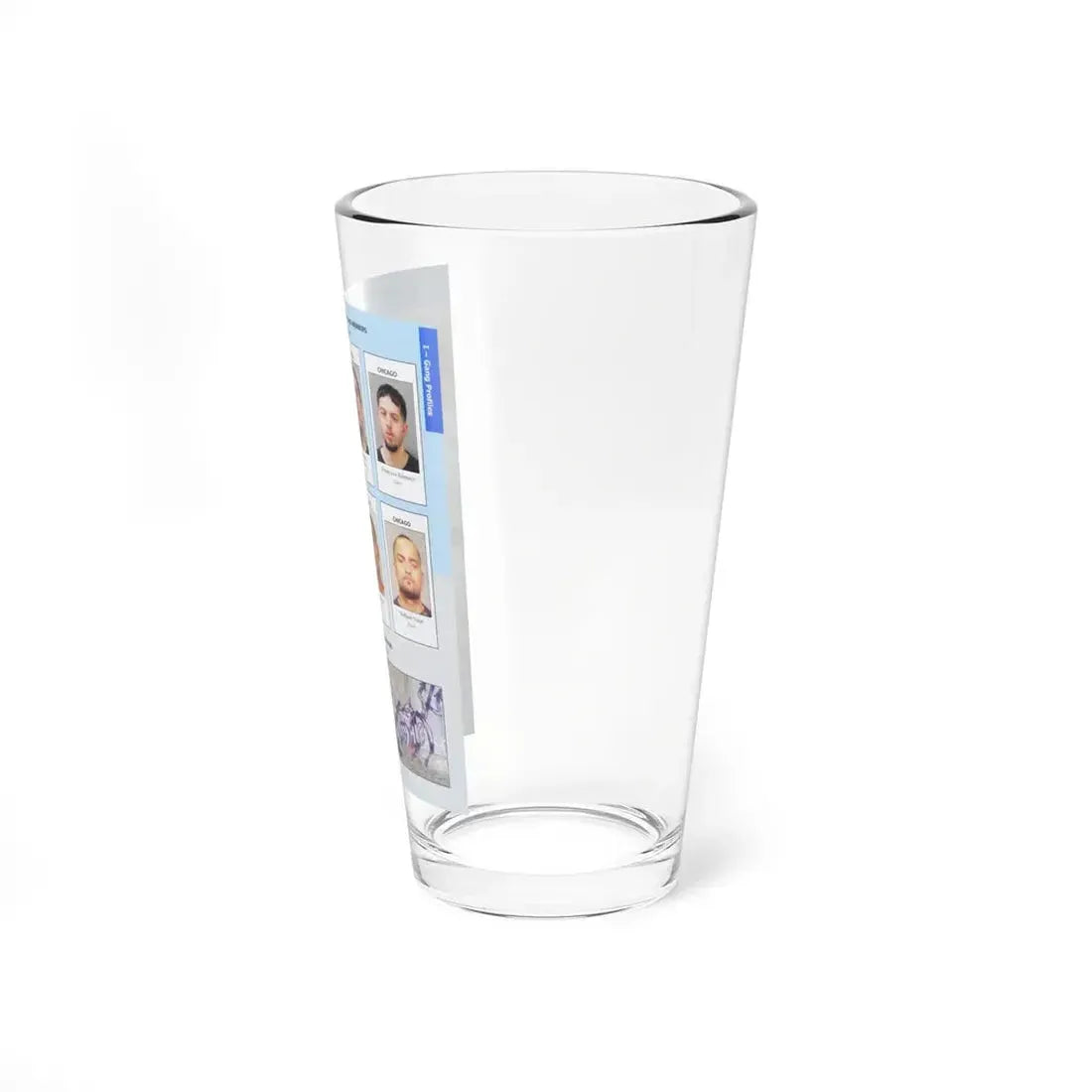 The Chicago Gang Book Page 157 - Spanish Gangster Disciples Members (Capone, Baby Silent, Smiley, Ghost, Puppet, Trouble, Flacko) - Pint Glass 16oz - Go Mug Yourself