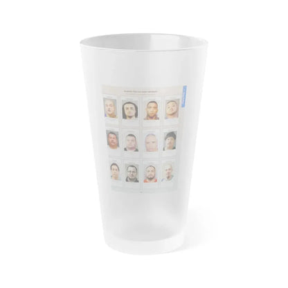 The Chicago Gang Book Page 163 - Two Six Members (Cartoon, Suspect, Goofy, Big Shorty, Shorty, Jehe, Baby J, Hulk, Smiley, Bozer, Scarface) - Frosted Pint Glass 16oz 16oz Frosted - Go Mug Yourself