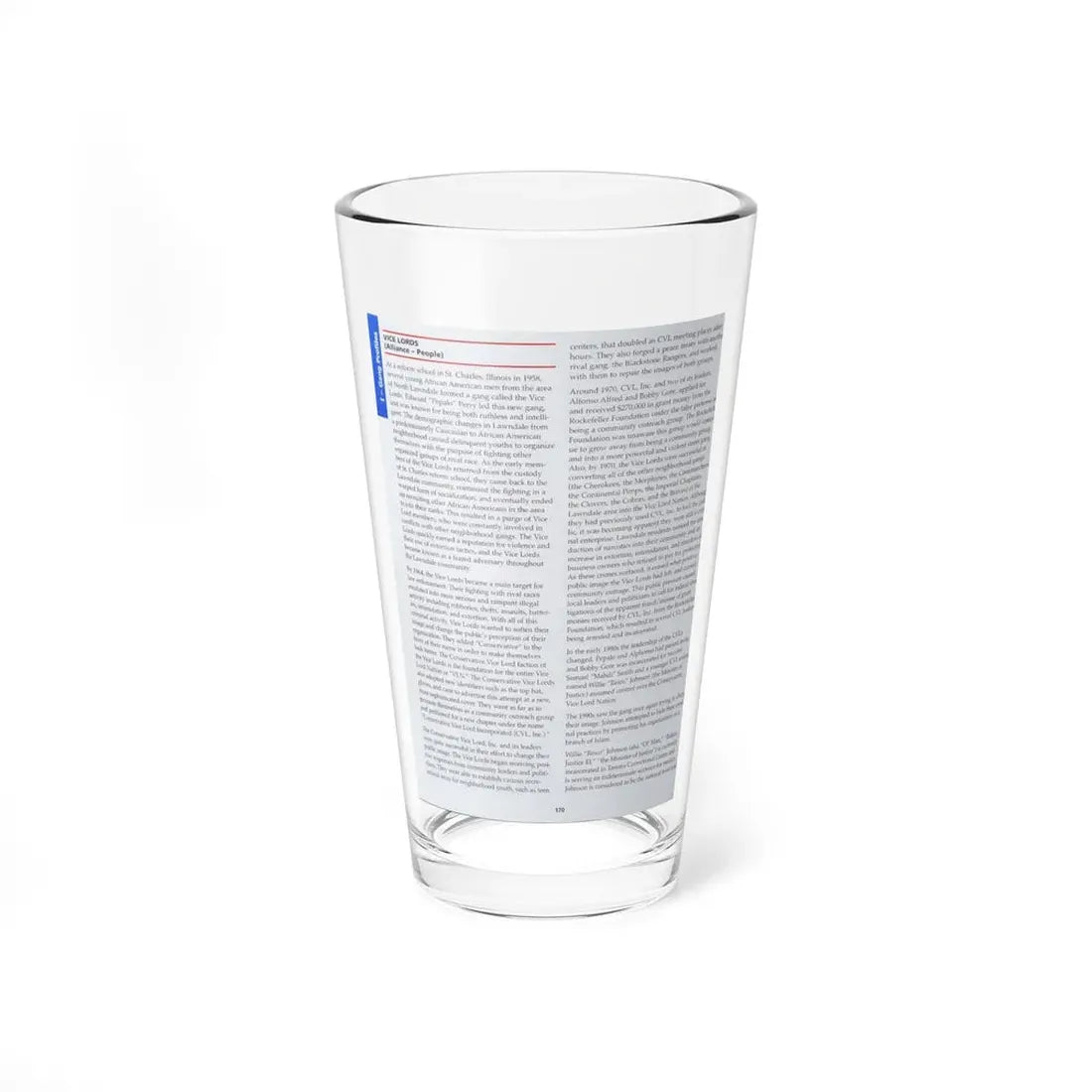The Chicago Gang Book Page 170 - Vice Lords Identifiers - Pint Glass 16oz 16oz - Go Mug Yourself