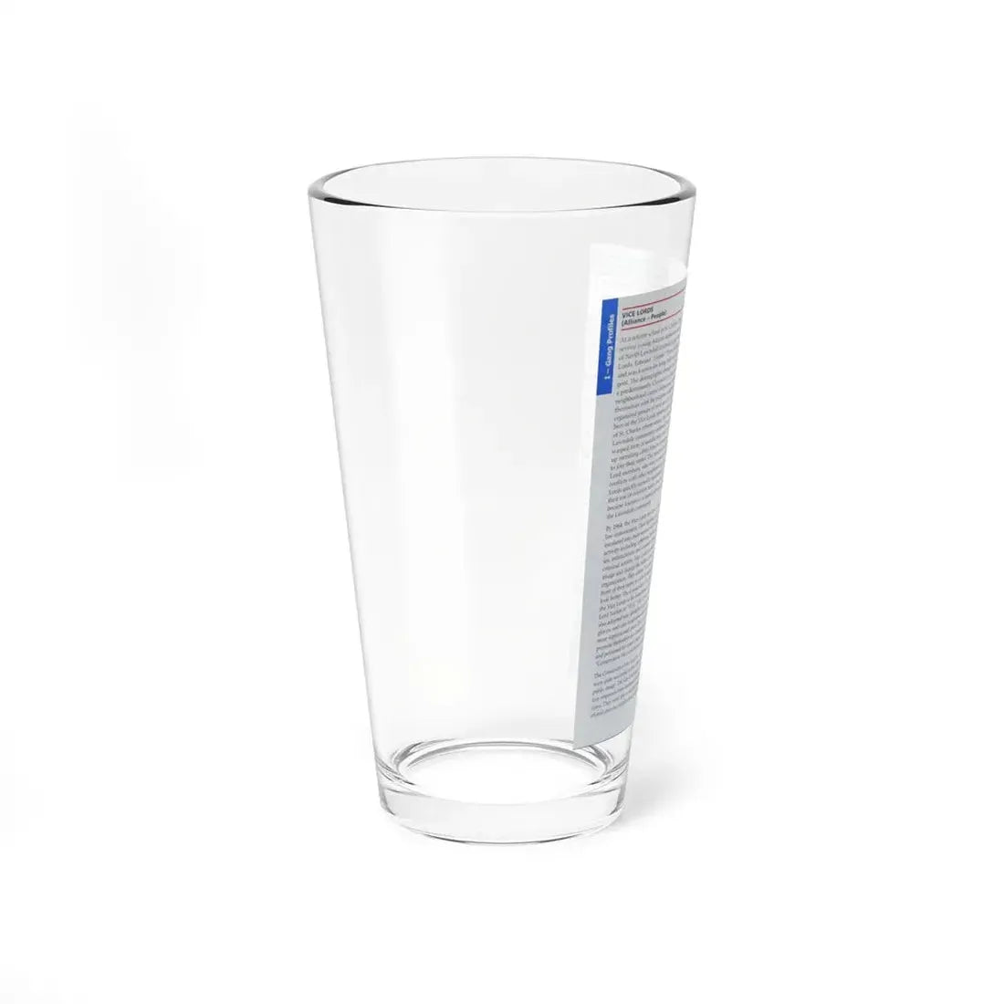The Chicago Gang Book Page 170 - Vice Lords Identifiers - Pint Glass 16oz - Go Mug Yourself