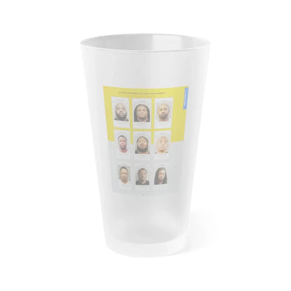 The Chicago Gang Book Page 185 - Unknown Vice Lords Members (Zoe, Squirrel, Poo Poo, Chico, Ant Rat, Dirty) - Frosted Pint Glass 16oz 16oz Frosted - Go Mug Yourself