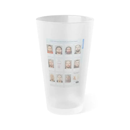 The Chicago Gang Book Page 189 - Young Latino Organization Disciples Members (Cuco, Mush Mush, Obie, Monkey, Powder, Easy E, Will Kill, Bow, Capone, Ki Ki, Cooch) - Frosted Pint Glass 16oz 16oz Frosted - Go Mug Yourself
