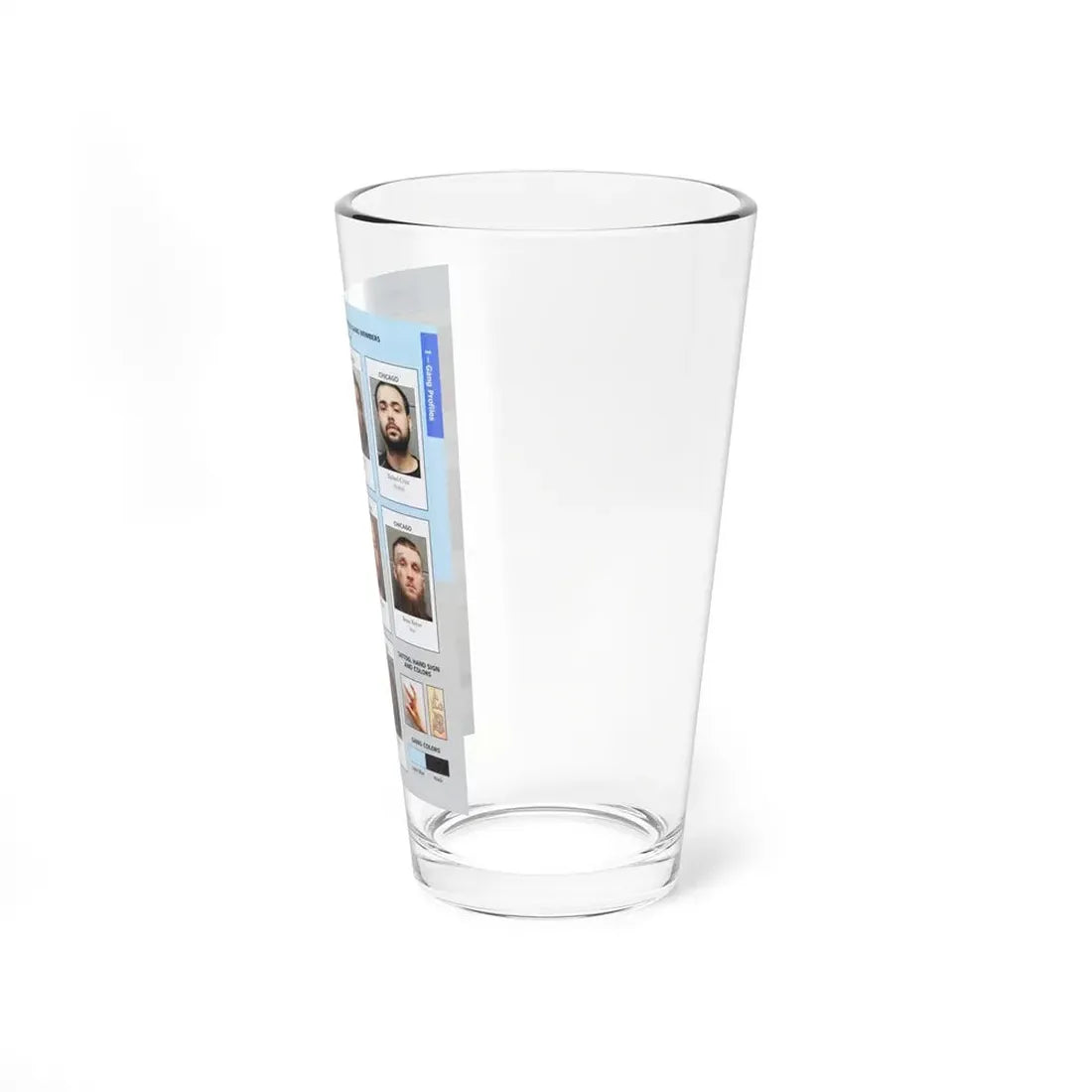 The Chicago Gang Book Page 189 - Young Latino Organization Disciples Members (Cuco, Mush Mush, Obie, Monkey, Powder, Easy E, Will Kill, Bow, Capone, Ki Ki, Cooch) - Pint Glass 16oz - Go Mug Yourself