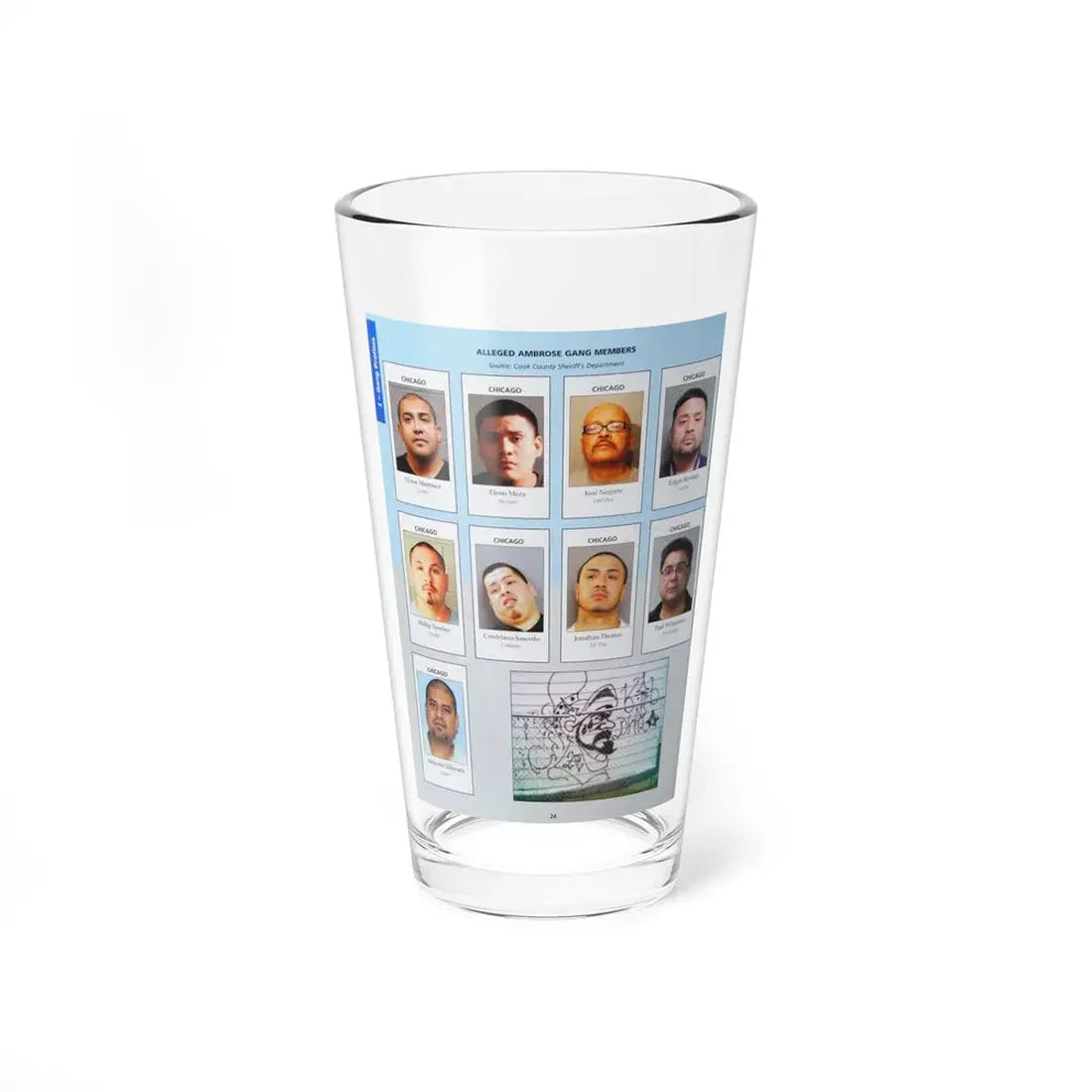 The Chicago Gang Book Page 24 - Ambrose Members (Cerelo, No Love, Old Man, Lucky, C Murder, Lil Pita, Prince Paul, Casper) - Pint Glass 16oz 16oz - Go Mug Yourself