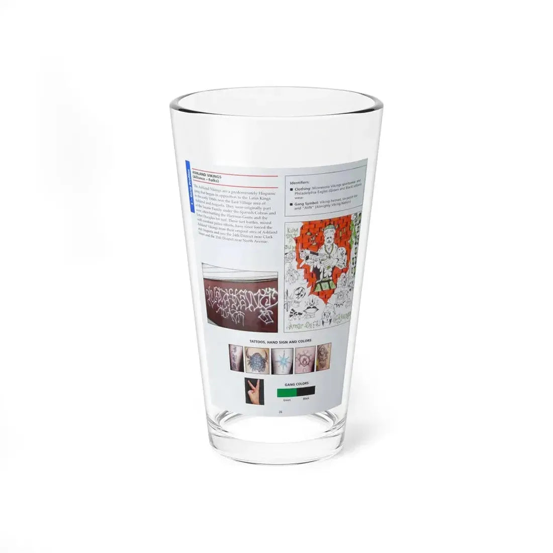 The Chicago Gang Book Page 26 - Ashland Vikings Identifiers - Pint Glass 16oz - Go Mug Yourself
