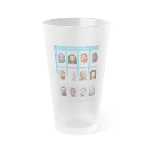 The Chicago Gang Book Page 32 - Black Disciples Members (Freak, Kemo, Law, Lil Law) - Frosted Pint Glass 16oz 16oz Frosted - Go Mug Yourself