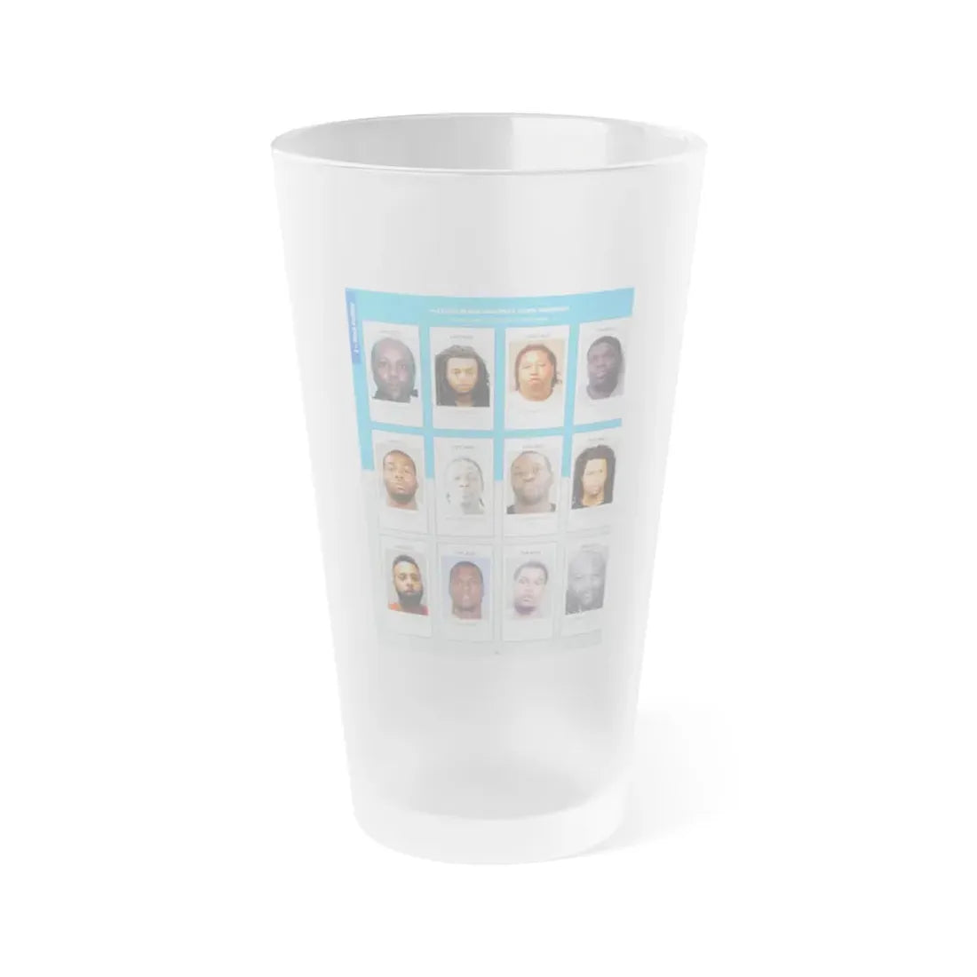 The Chicago Gang Book Page 32 - Black Disciples Members (Freak, Kemo, Law, Lil Law) - Frosted Pint Glass 16oz - Go Mug Yourself