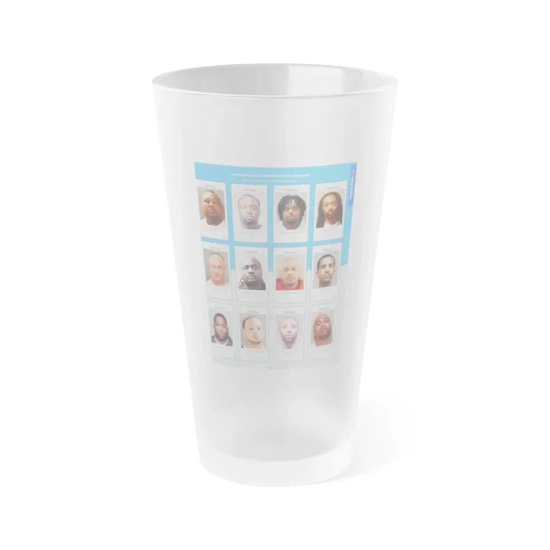 The Chicago Gang Book Page 33 - Black Disciples Members (D-Thang, Hot Dog, White Boy, Lil Reese, Juice, Freckles, Jay Jay) - Frosted Pint Glass 16oz 16oz Frosted - Go Mug Yourself