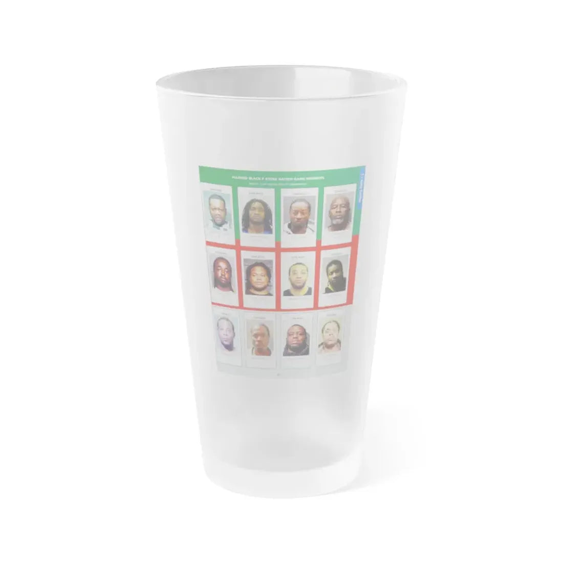 The Chicago Gang Book Page 41 - Black P Stone Nation Members (Mal, Boonie Mo, Lil Larry, Captain Jack, Jig) - Frosted Pint Glass 16oz 16oz Frosted - Go Mug Yourself