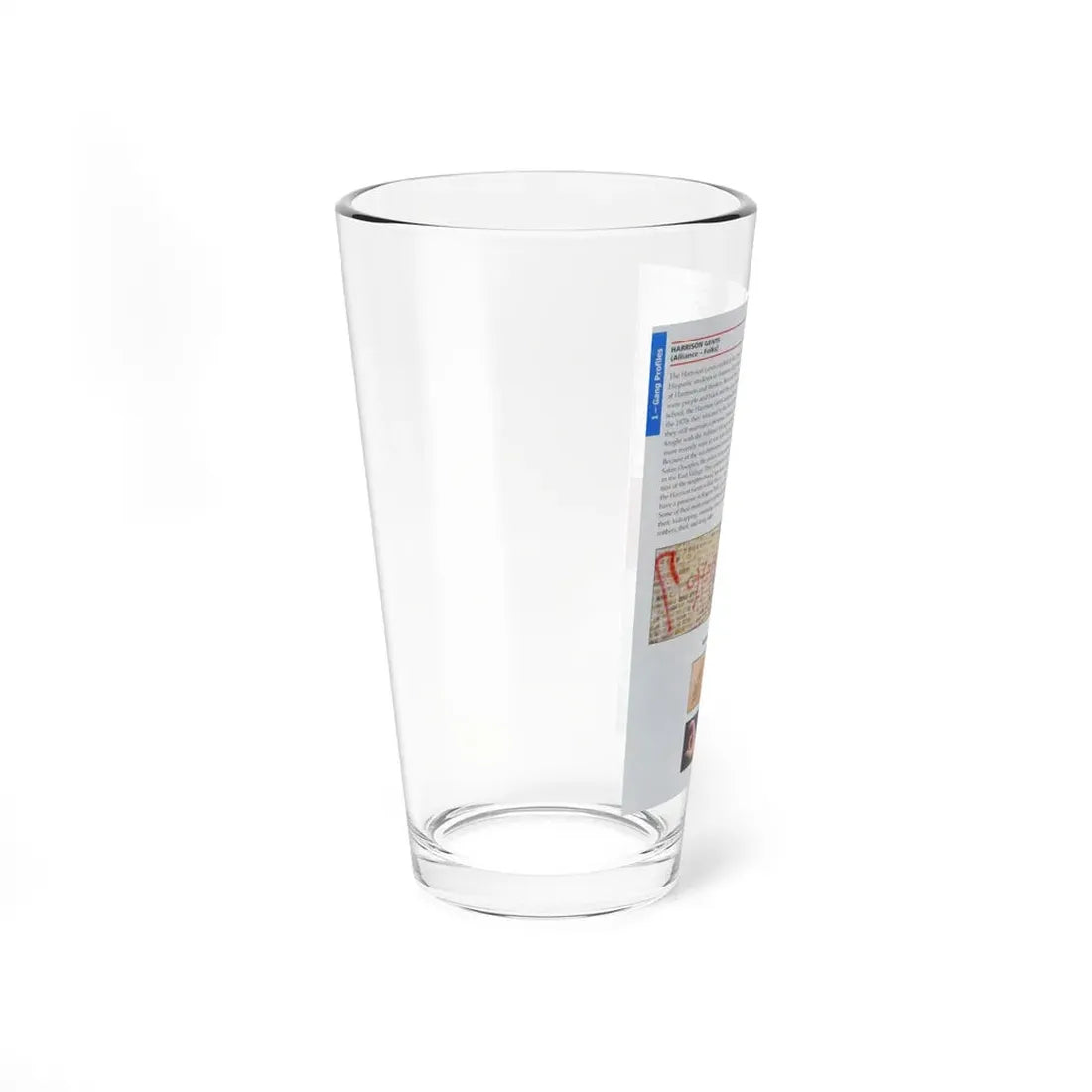 The Chicago Gang Book Page 68 - Harrison Gents Identifiers - Pint Glass 16oz - Go Mug Yourself