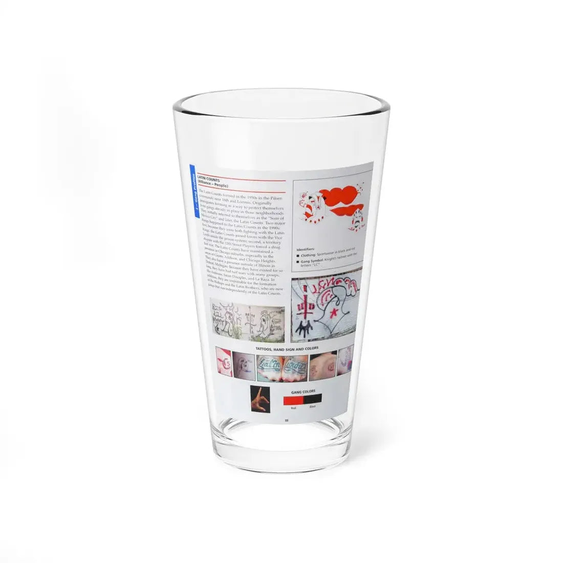 The Chicago Gang Book Page 88 - Latin Counts Identifiers - Pint Glass 16oz 16oz - Go Mug Yourself