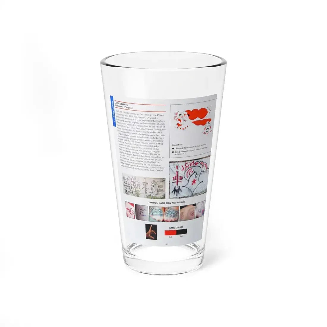 The Chicago Gang Book Page 88 - Latin Counts Identifiers - Pint Glass 16oz - Go Mug Yourself