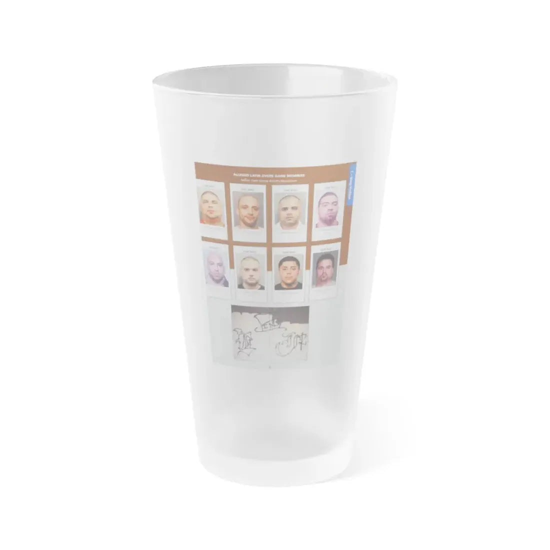 The Chicago Gang Book Page 97 - Latin Jivers Members (Tantu, Orlay, Lil Mex, Bird) - Frosted Pint Glass 16oz 16oz Frosted - Go Mug Yourself