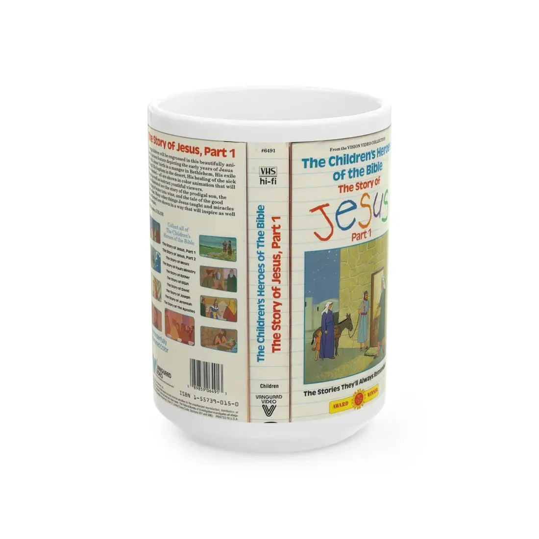 THE CHILDRENS HEROES OF THE BIBLE THE STORY OF JESUS PART 1 (VHS COVER) - White Coffee Mug 15oz - Go Mug Yourself