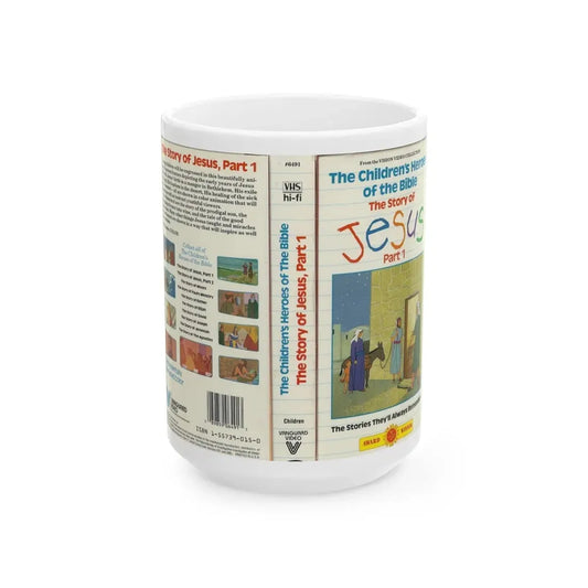 THE CHILDRENS HEROES OF THE BIBLE THE STORY OF JESUS PART 1 (VHS COVER) - White Coffee Mug 15oz - Go Mug Yourself