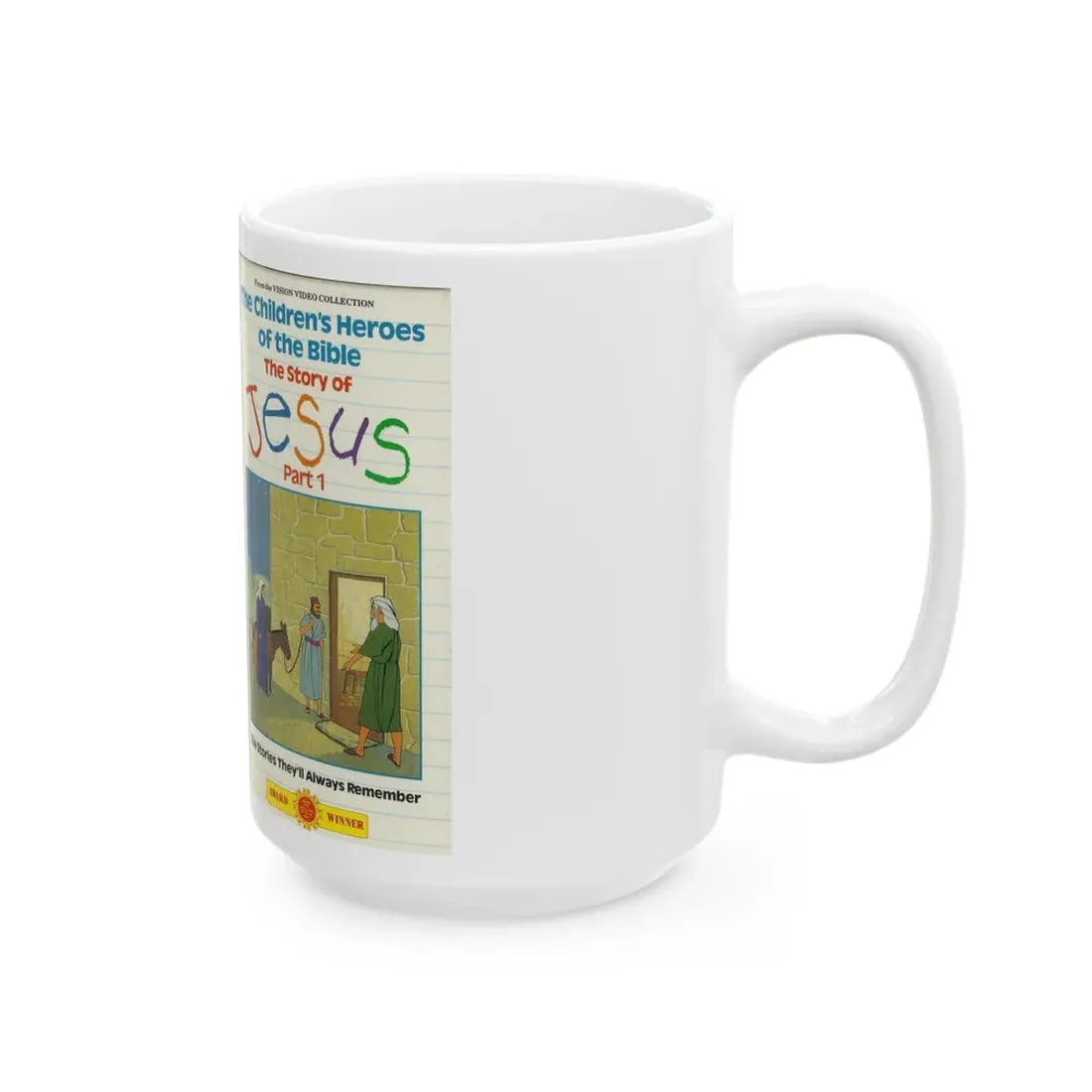 THE CHILDRENS HEROES OF THE BIBLE THE STORY OF JESUS PART 1 (VHS COVER) - White Coffee Mug - Go Mug Yourself