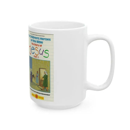 THE CHILDRENS HEROES OF THE BIBLE THE STORY OF JESUS PART 1 (VHS COVER) - White Coffee Mug - Go Mug Yourself