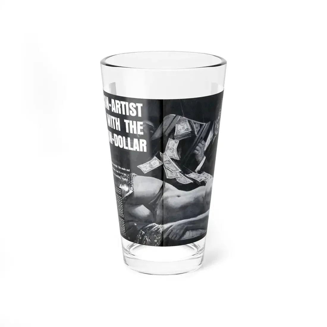 The Con-Artist Cutie With The Million-Dollar Body, Real Men, January 1970 (Magazine Illustration) Pint Glass 16oz 16oz - Go Mug Yourself