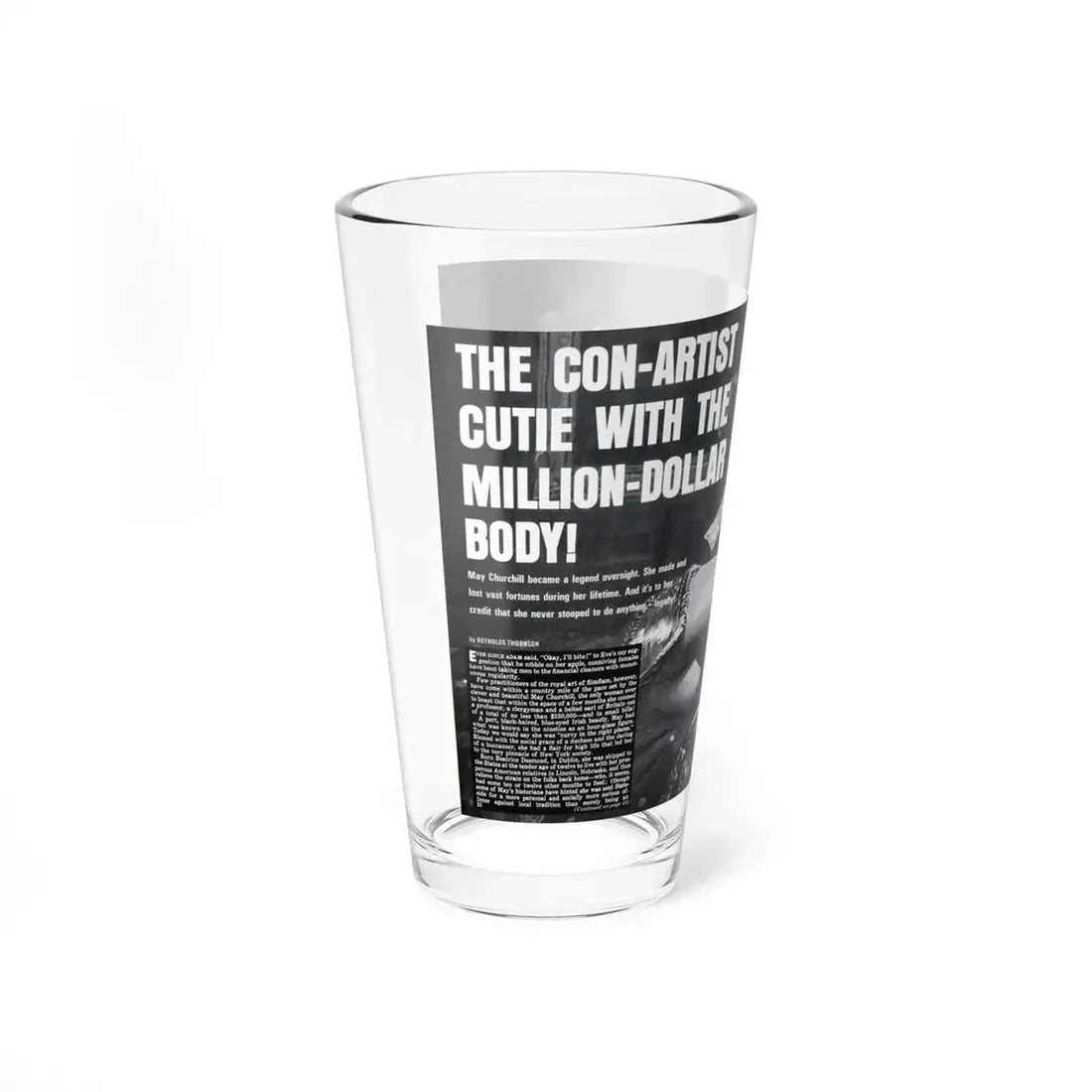 The Con-Artist Cutie With The Million-Dollar Body, Real Men, January 1970 (Magazine Illustration) Pint Glass 16oz - Go Mug Yourself