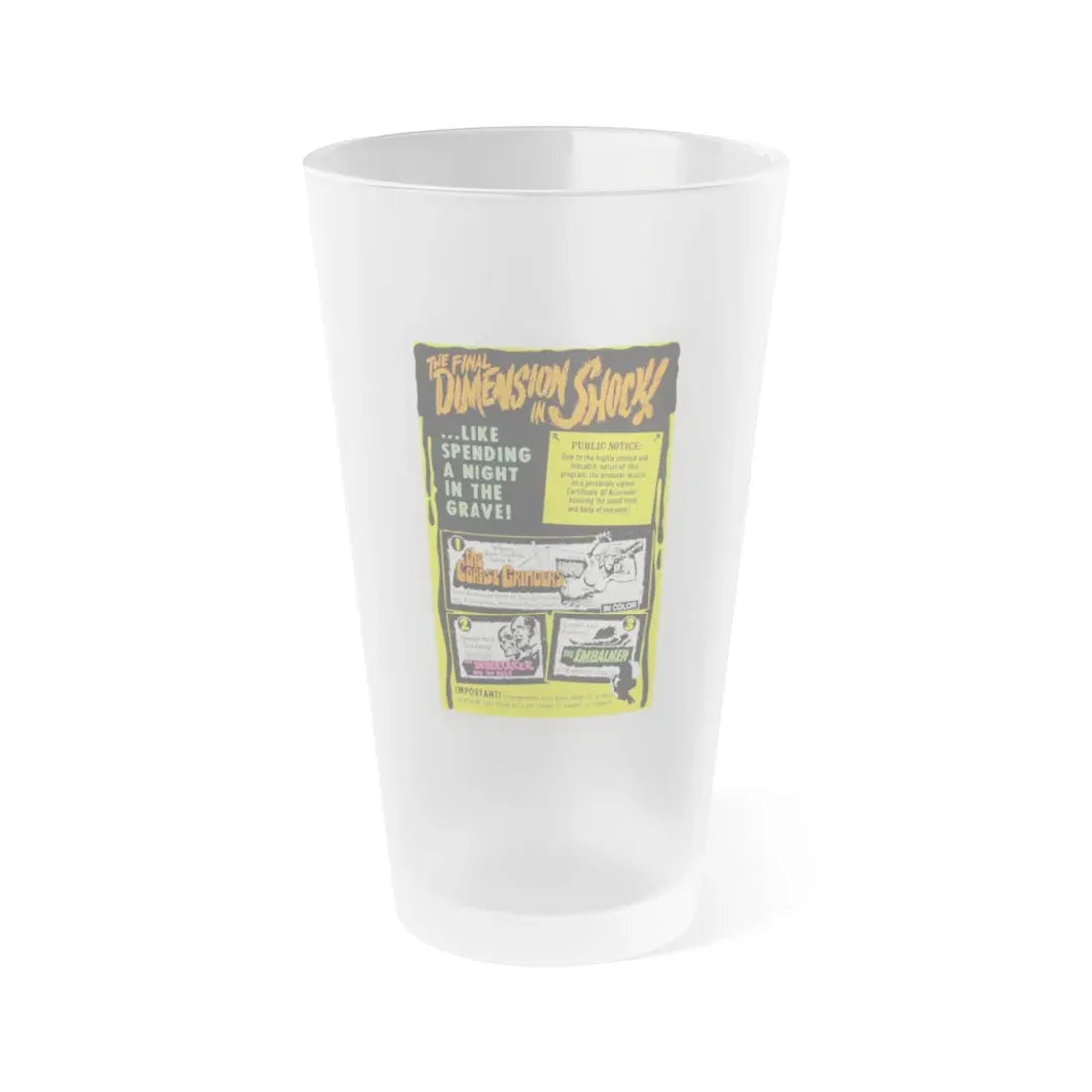 THE CORPSE GRINDERS + THE UNDERTAKER AND HIS PALS + THE EMBALMER 1972 Movie Poster - Frosted Pint Glass 16oz Default Title - Go Mug Yourself