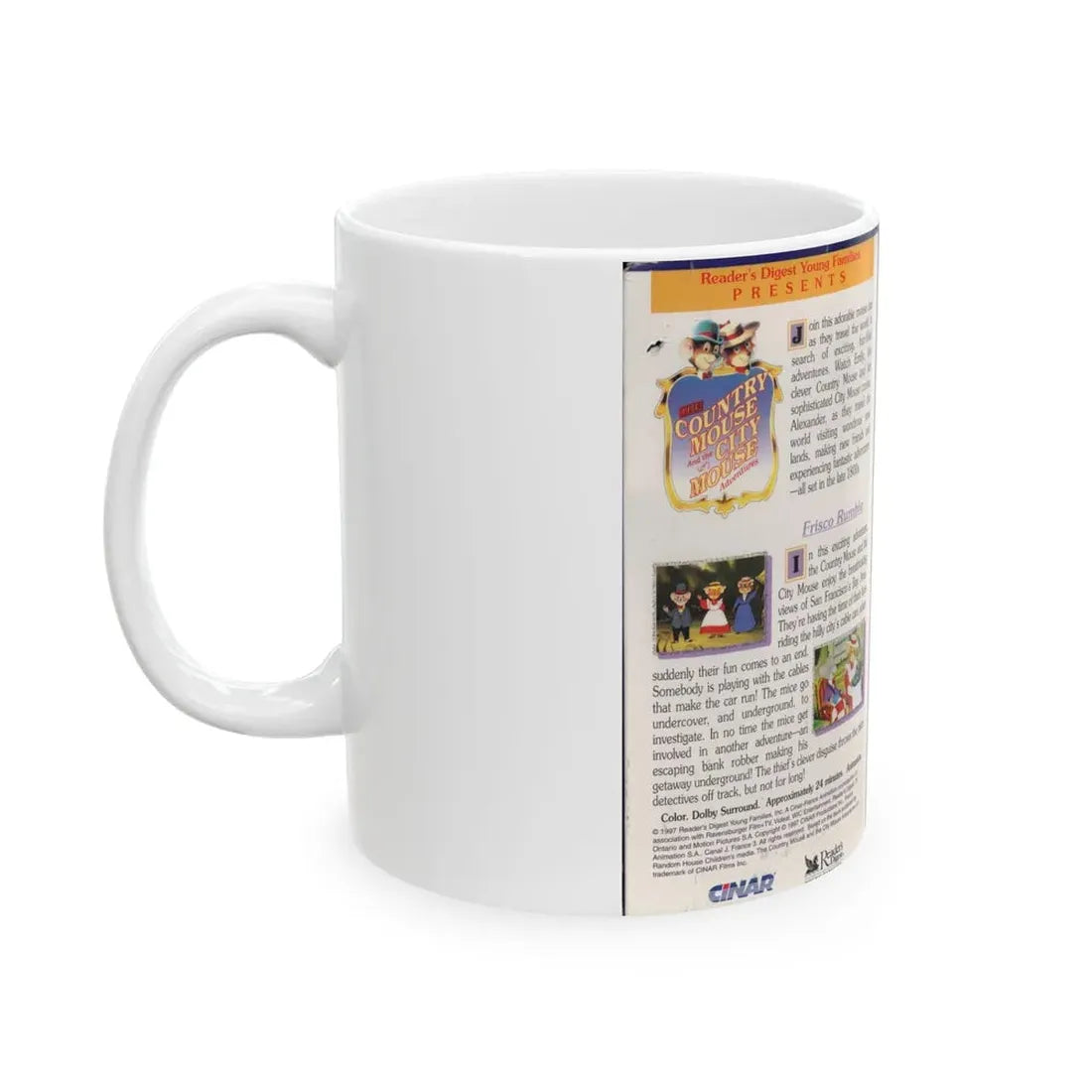 THE COUNTRY MOUSE AND THE CITY MOUSE ADVENTURES FRISCO RUMBLE (VHS COVER) - White Coffee Mug - Go Mug Yourself