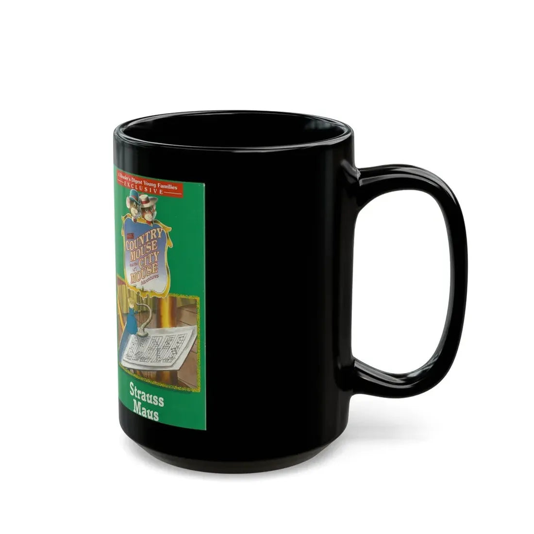 THE COUNTRY MOUSE AND THE CITY MOUSE ADVENTURES STRAUSS MAUS (VHS COVER) - Black Coffee Mug - Go Mug Yourself