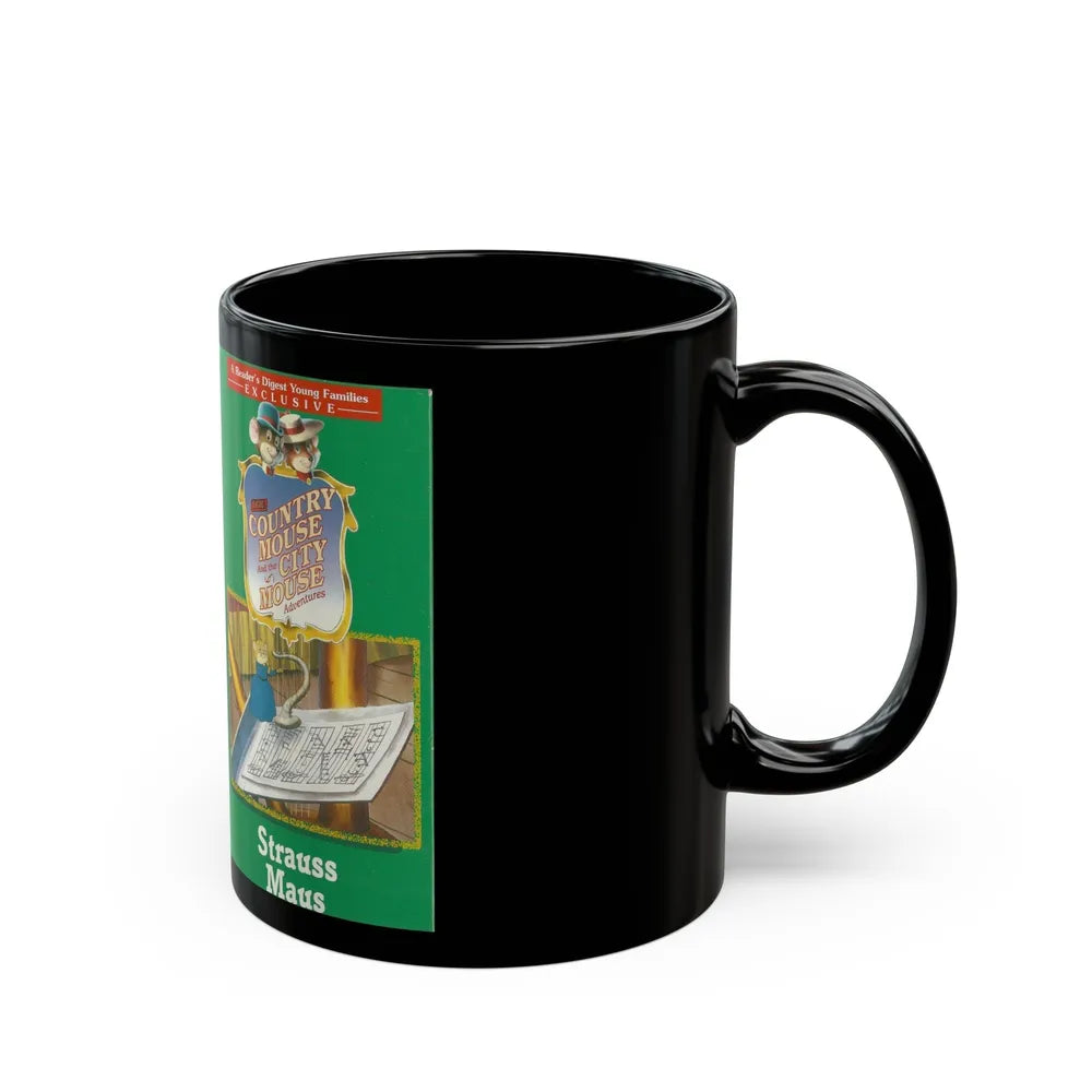 THE COUNTRY MOUSE AND THE CITY MOUSE ADVENTURES STRAUSS MAUS (VHS COVER) - Black Coffee Mug-Go Mug Yourself