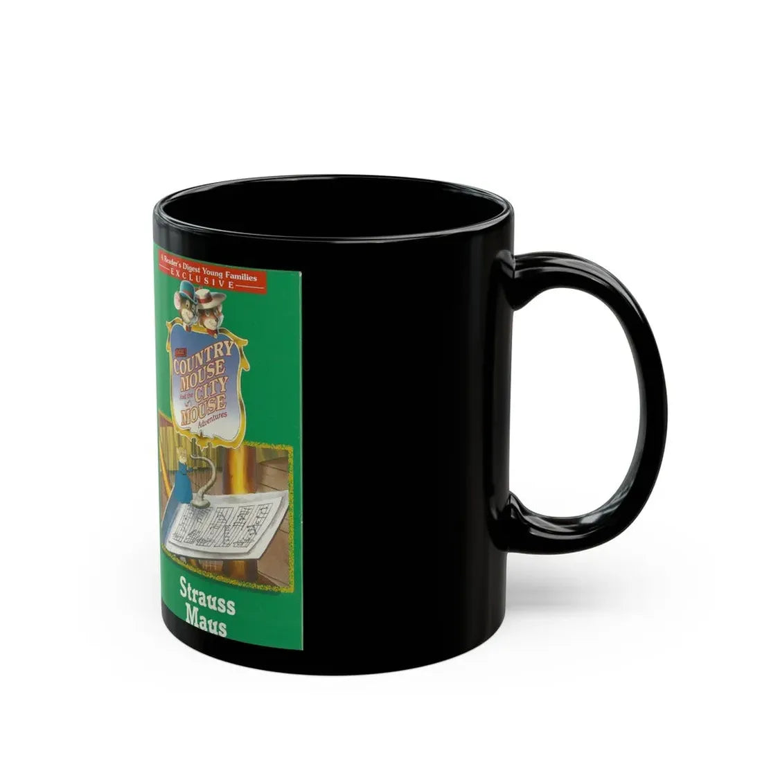 THE COUNTRY MOUSE AND THE CITY MOUSE ADVENTURES STRAUSS MAUS (VHS COVER) - Black Coffee Mug - Go Mug Yourself