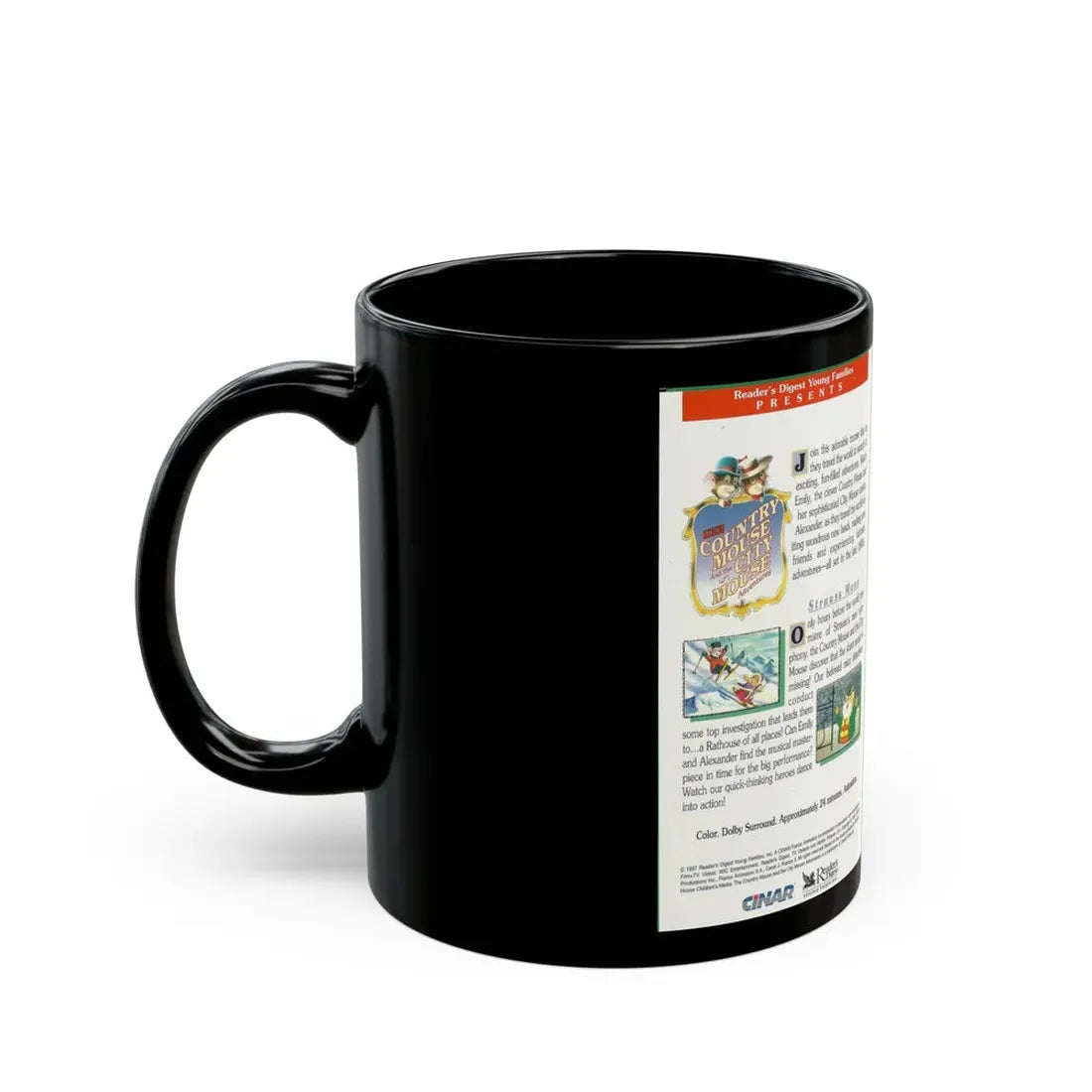 THE COUNTRY MOUSE AND THE CITY MOUSE ADVENTURES STRAUSS MAUS (VHS COVER) - Black Coffee Mug - Go Mug Yourself