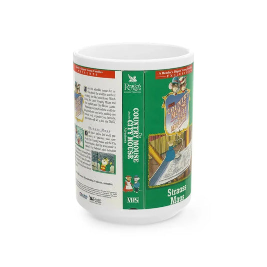 THE COUNTRY MOUSE AND THE CITY MOUSE ADVENTURES STRAUSS MAUS (VHS COVER) - White Coffee Mug 15oz - Go Mug Yourself