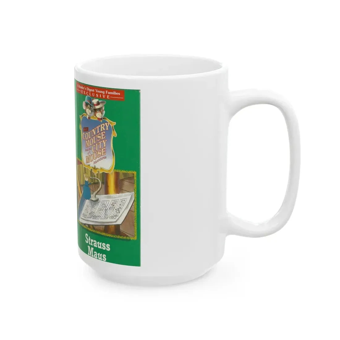 THE COUNTRY MOUSE AND THE CITY MOUSE ADVENTURES STRAUSS MAUS (VHS COVER) - White Coffee Mug - Go Mug Yourself