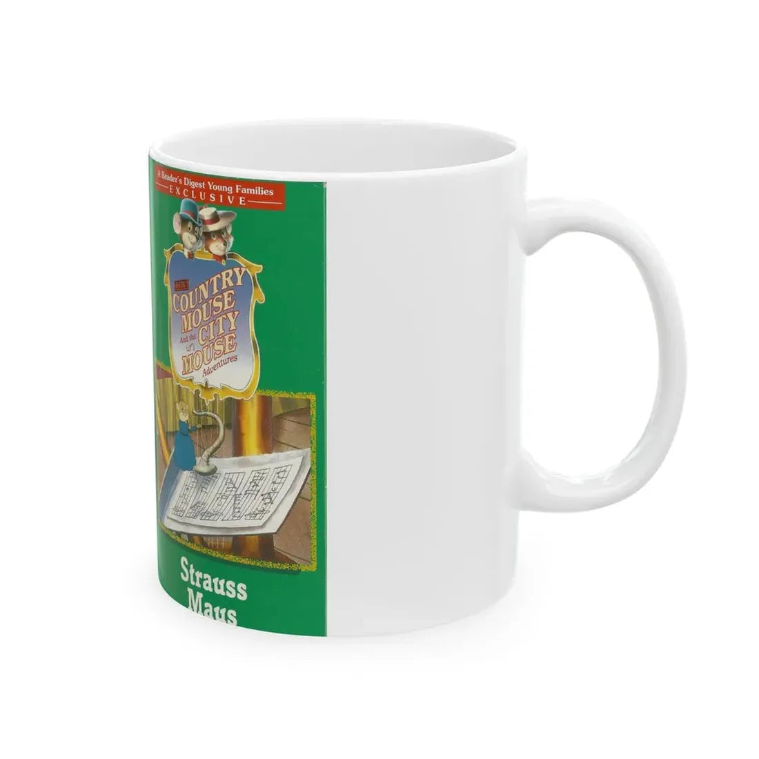 THE COUNTRY MOUSE AND THE CITY MOUSE ADVENTURES STRAUSS MAUS (VHS COVER) - White Coffee Mug - Go Mug Yourself