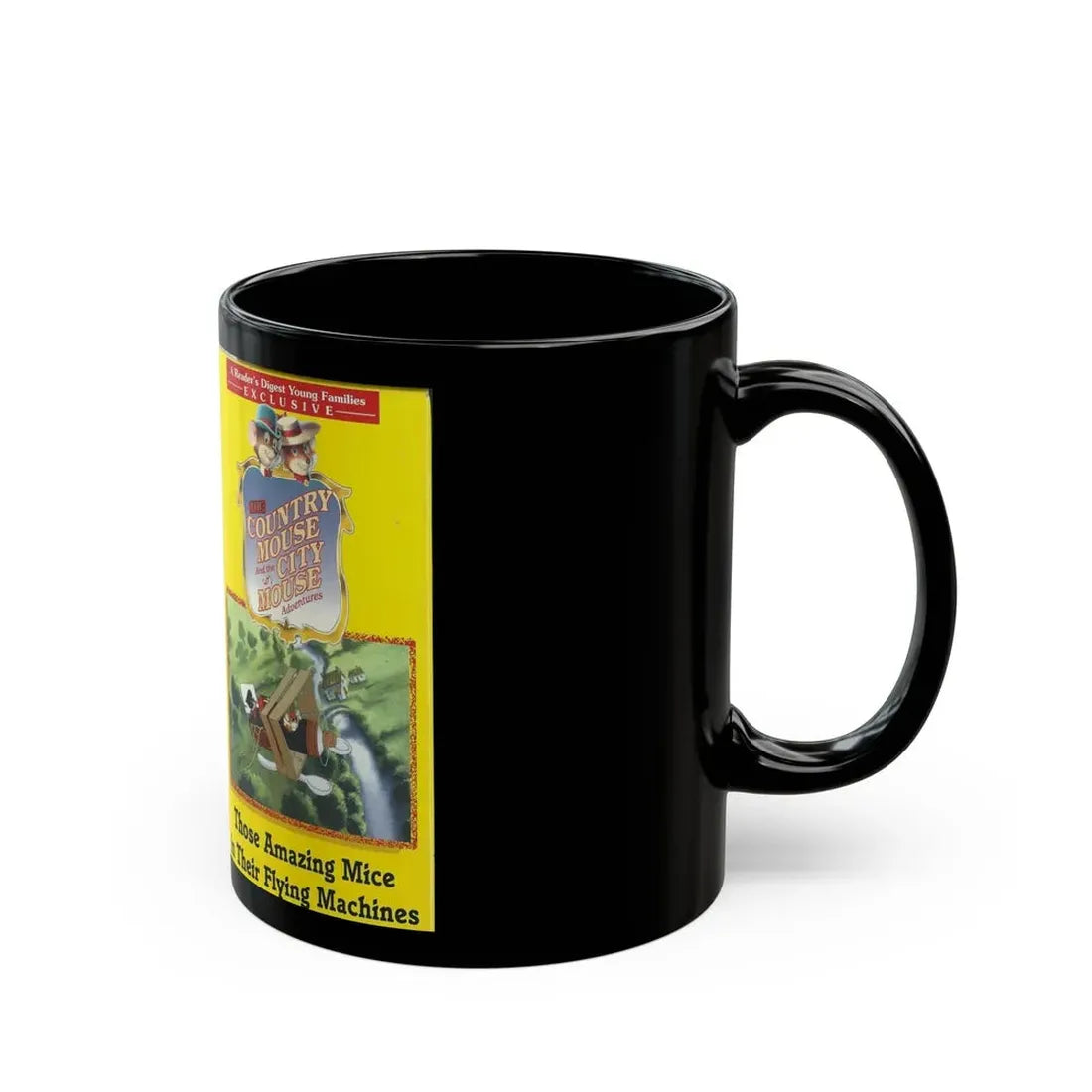THE COUNTRY MOUSE AND THE CITY MOUSE ADVENTURES THOSE AMAZING MICE IN THEIR FLYING MACHINES (VHS COVER) - Black Coffee Mug - Go Mug Yourself