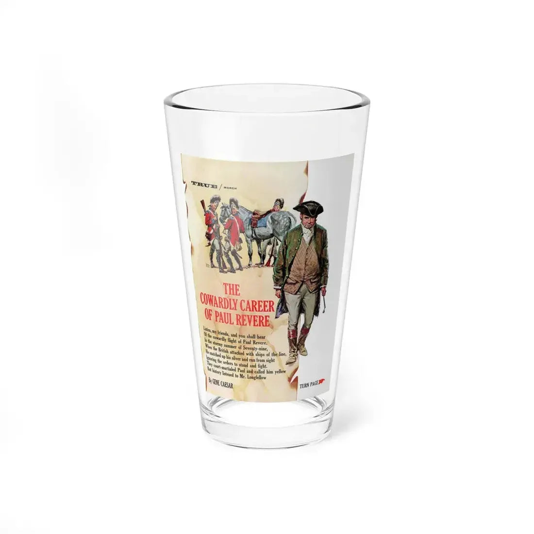 The Cowardly Career of Paul Revere (1), True magazine, March 1962 (Magazine Illustration) Pint Glass 16oz 16oz - Go Mug Yourself