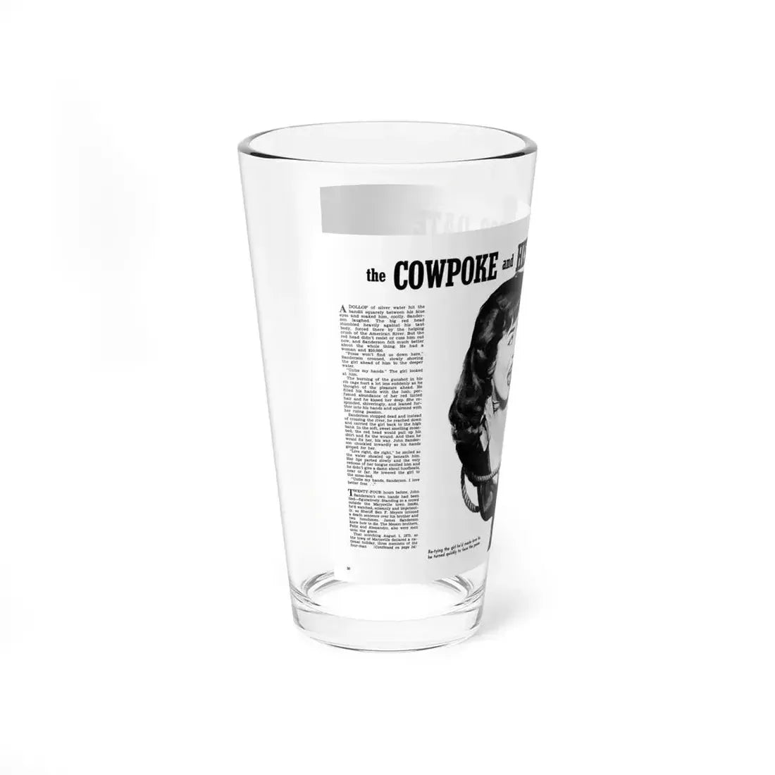 The Cowpoke and His 50,000 Date, True Men Stories, December 1958 (Magazine Illustration) Pint Glass 16oz - Go Mug Yourself