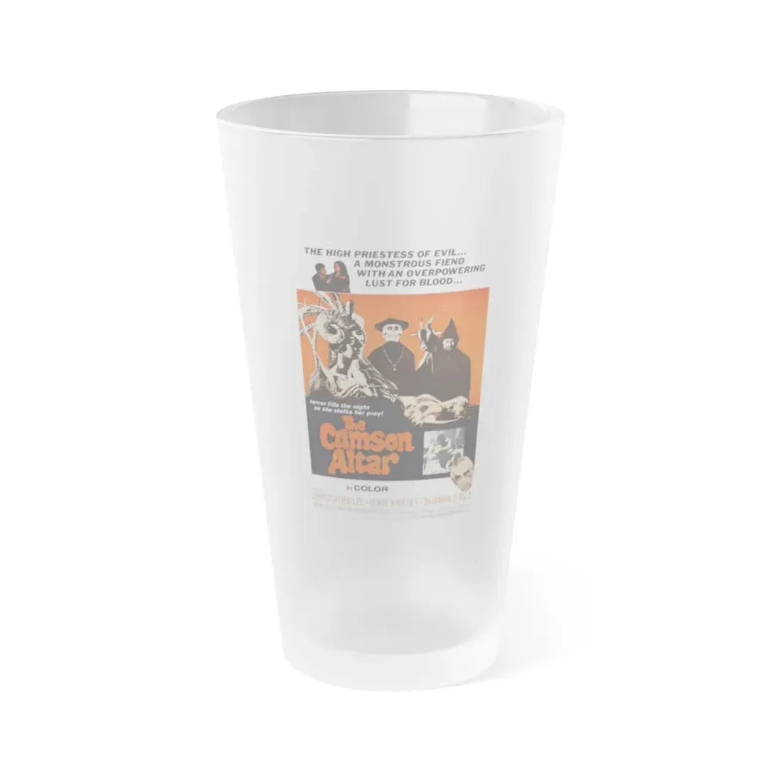THE CRIMSON ALTAR 1968 Movie Poster - Frosted Pint Glass 16oz 16oz Frosted - Go Mug Yourself