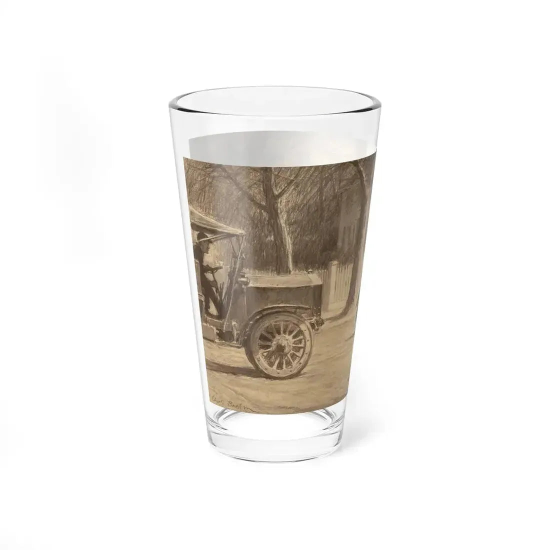 The Crossing Guard, probable interior illustration (Magazine Illustration) Pint Glass 16oz - Go Mug Yourself