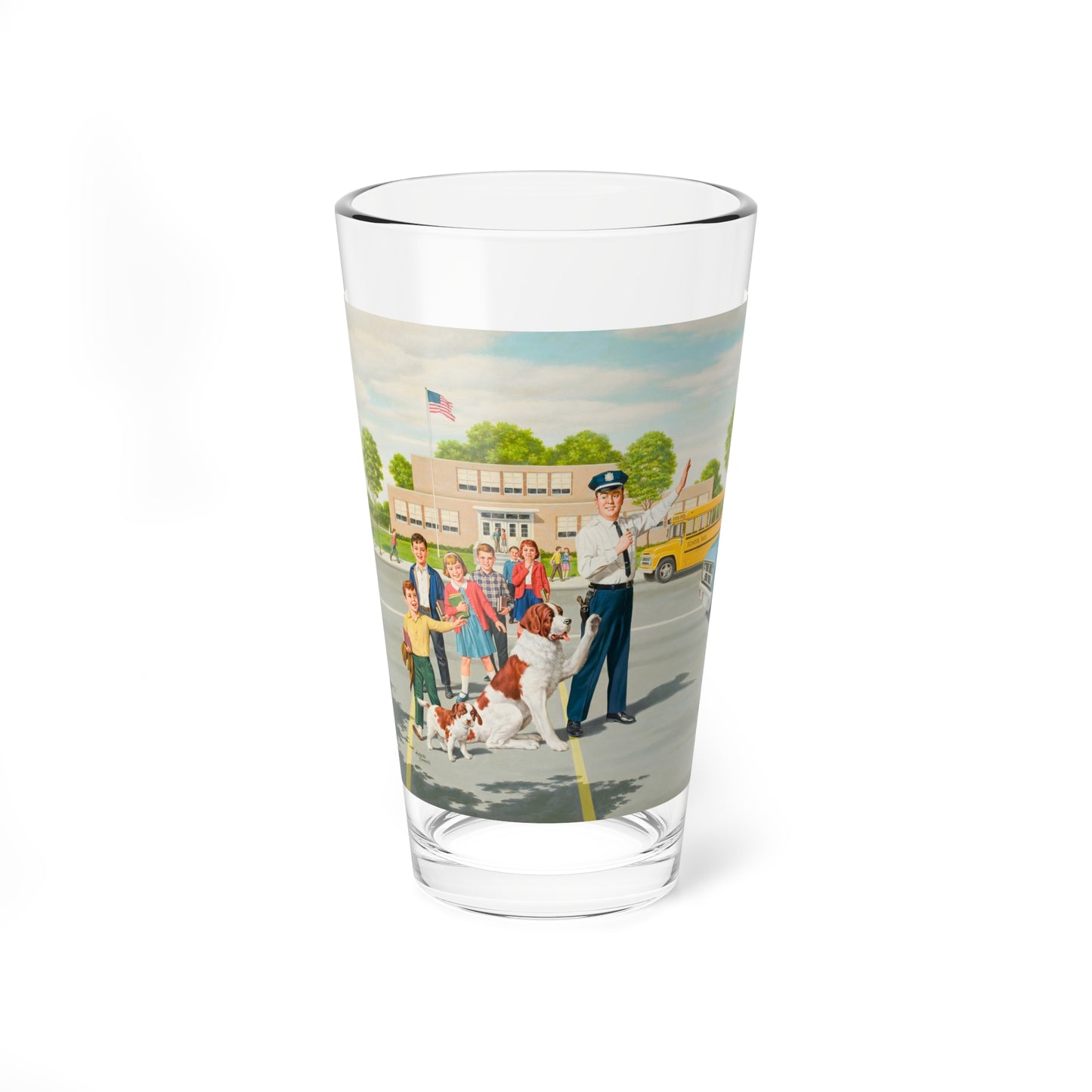 The Crosswalk, calendar illustration (Magazine Illustration) Pint Glass 16oz-16oz-Go Mug Yourself