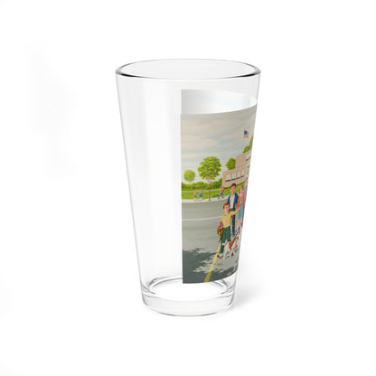 The Crosswalk, calendar illustration (Magazine Illustration) Pint Glass 16oz-Go Mug Yourself