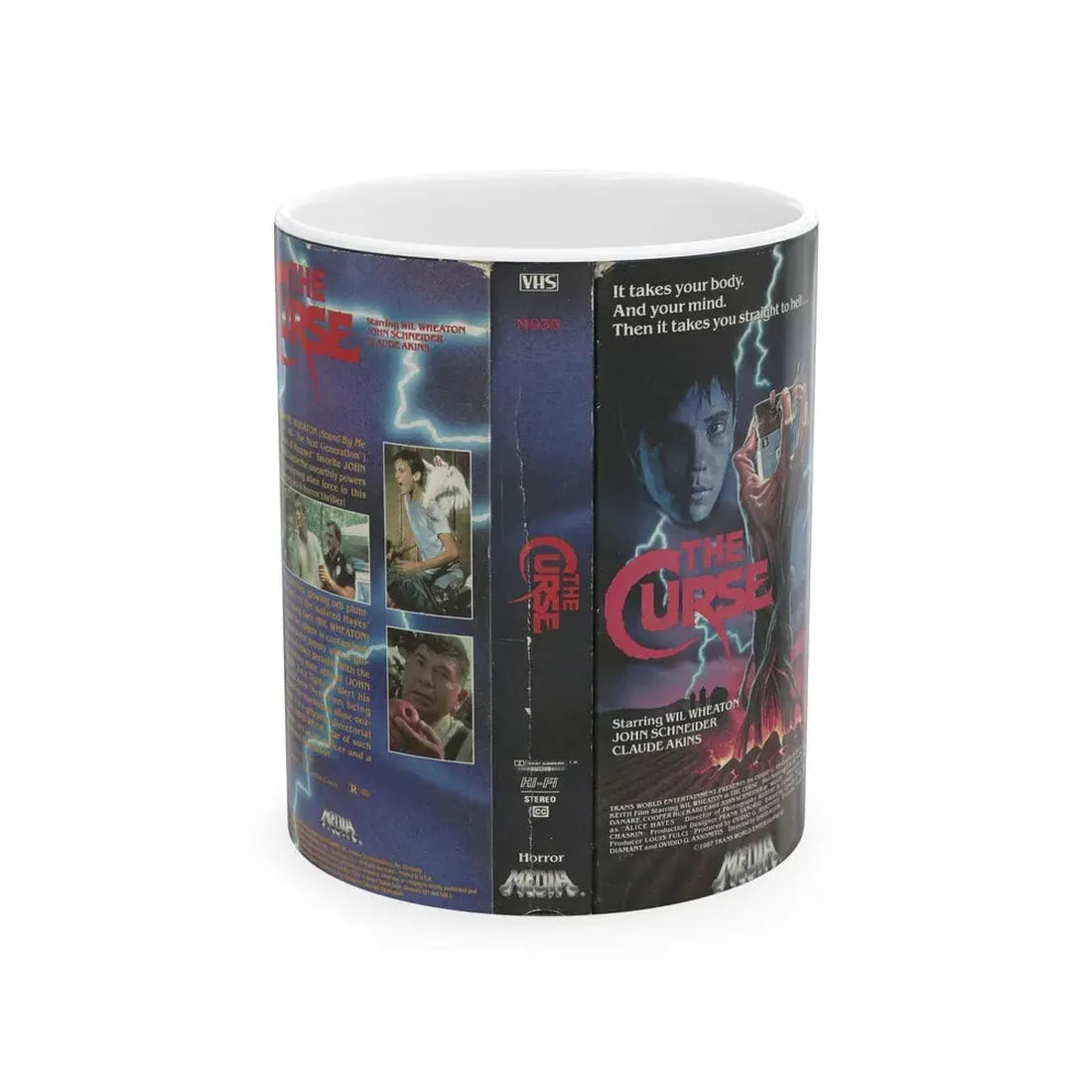 THE CURSE JOHN SCHNEIDER (VHS COVER) - White Coffee Mug 11oz - Go Mug Yourself