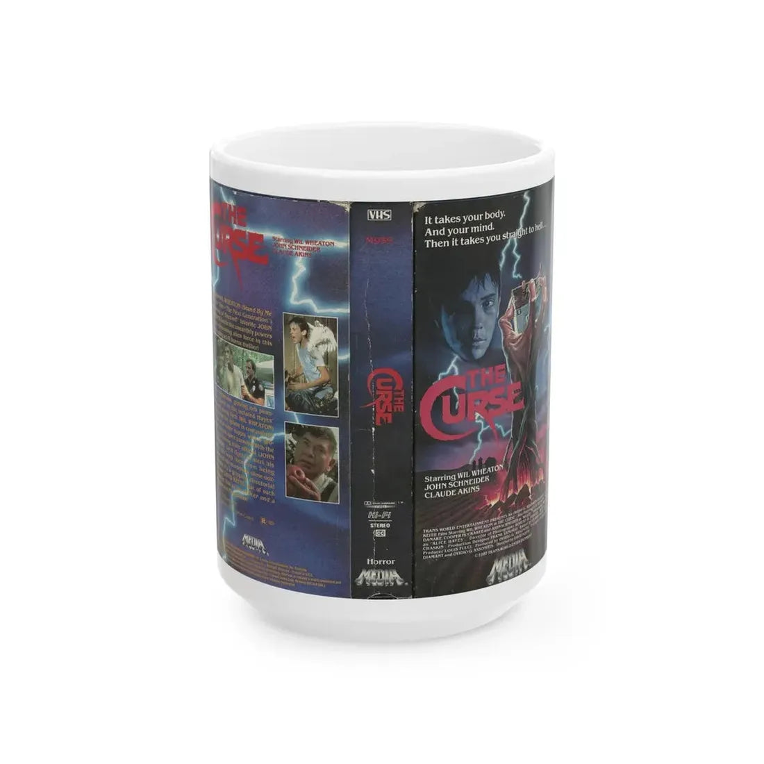 THE CURSE JOHN SCHNEIDER (VHS COVER) - White Coffee Mug 15oz - Go Mug Yourself